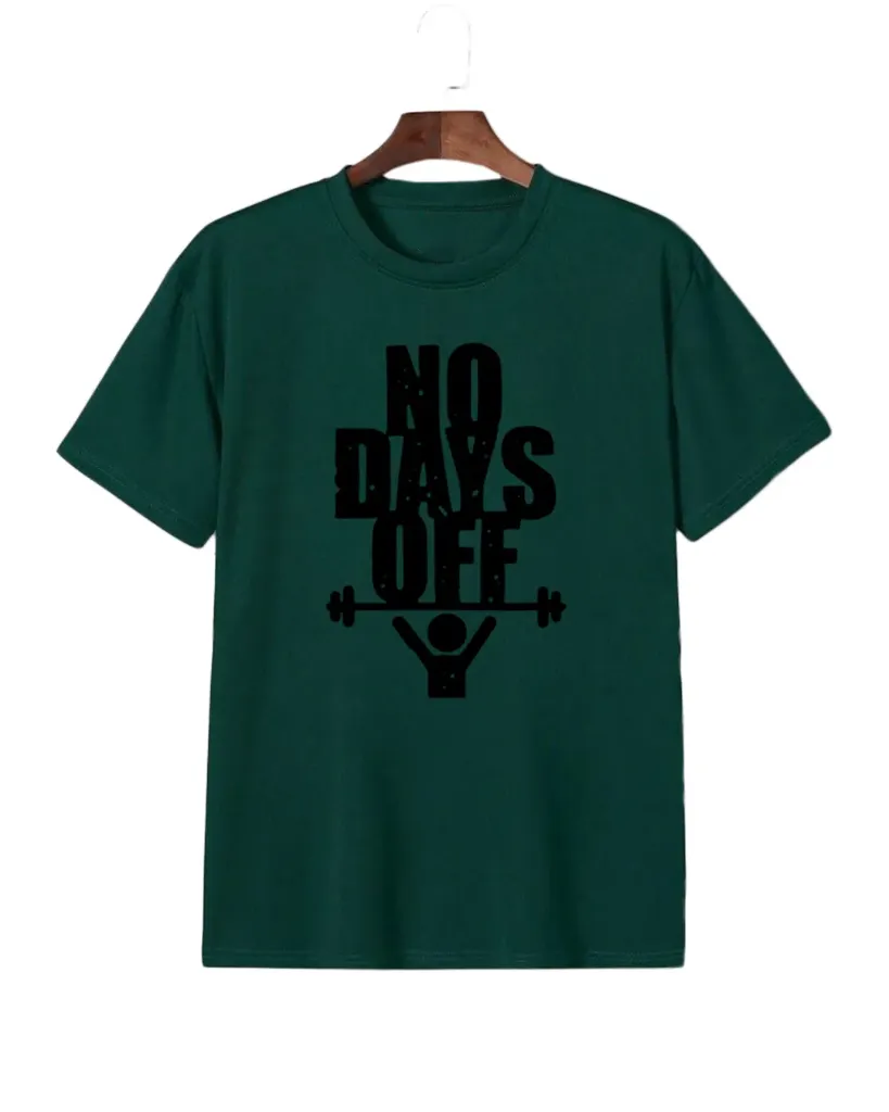 Artify Fashion Men's Half Sleeve T-shirt-No Days Off-Green (S)