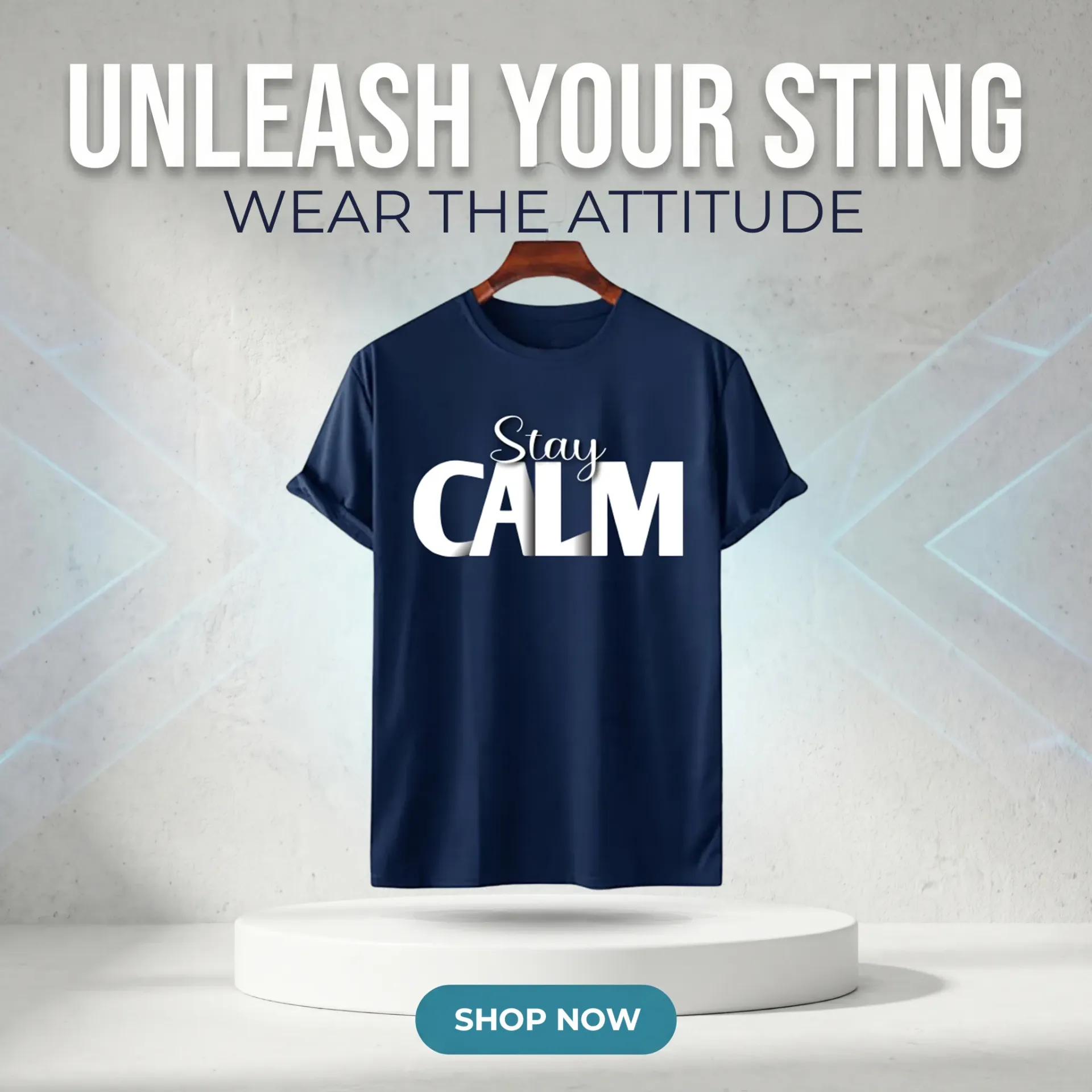 Artify Fashion Men's Half Sleeve T-shirt-Stay Calm-Navi Blue (S)