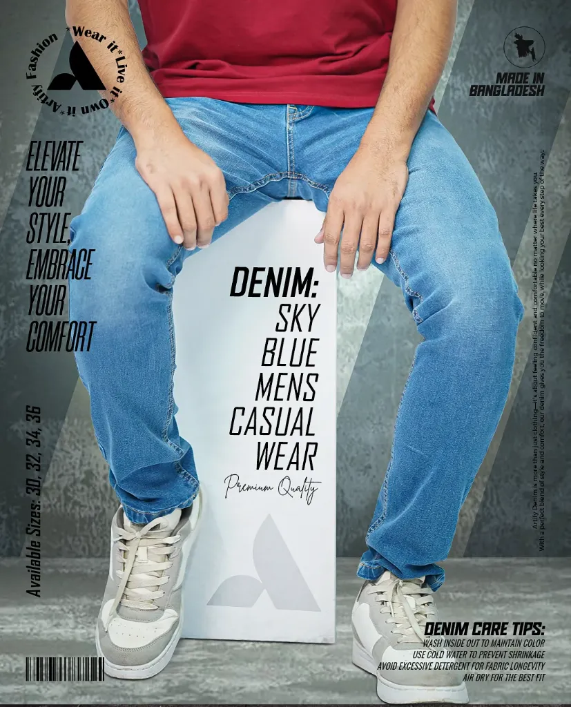 Artify Fashion Men's Denim Jeans-Sky Blue (32)