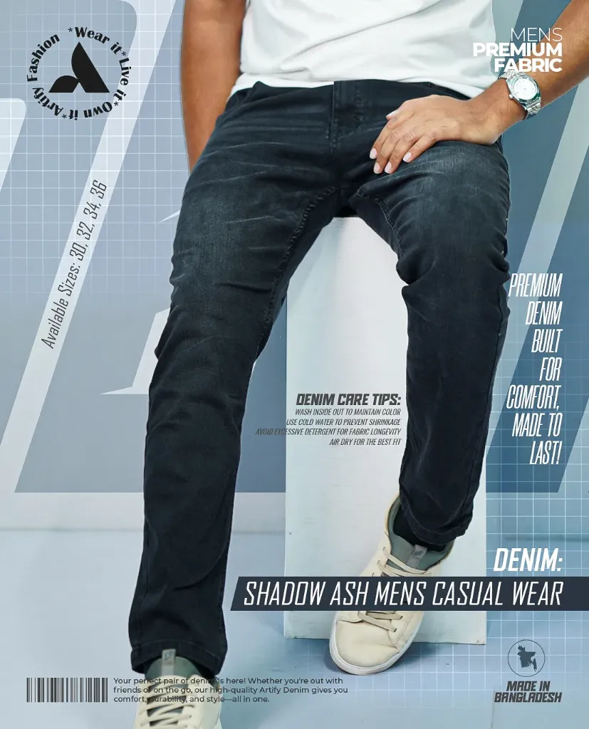 Artify Fashion Men's Denim Jeans-Shadow Ash (36)