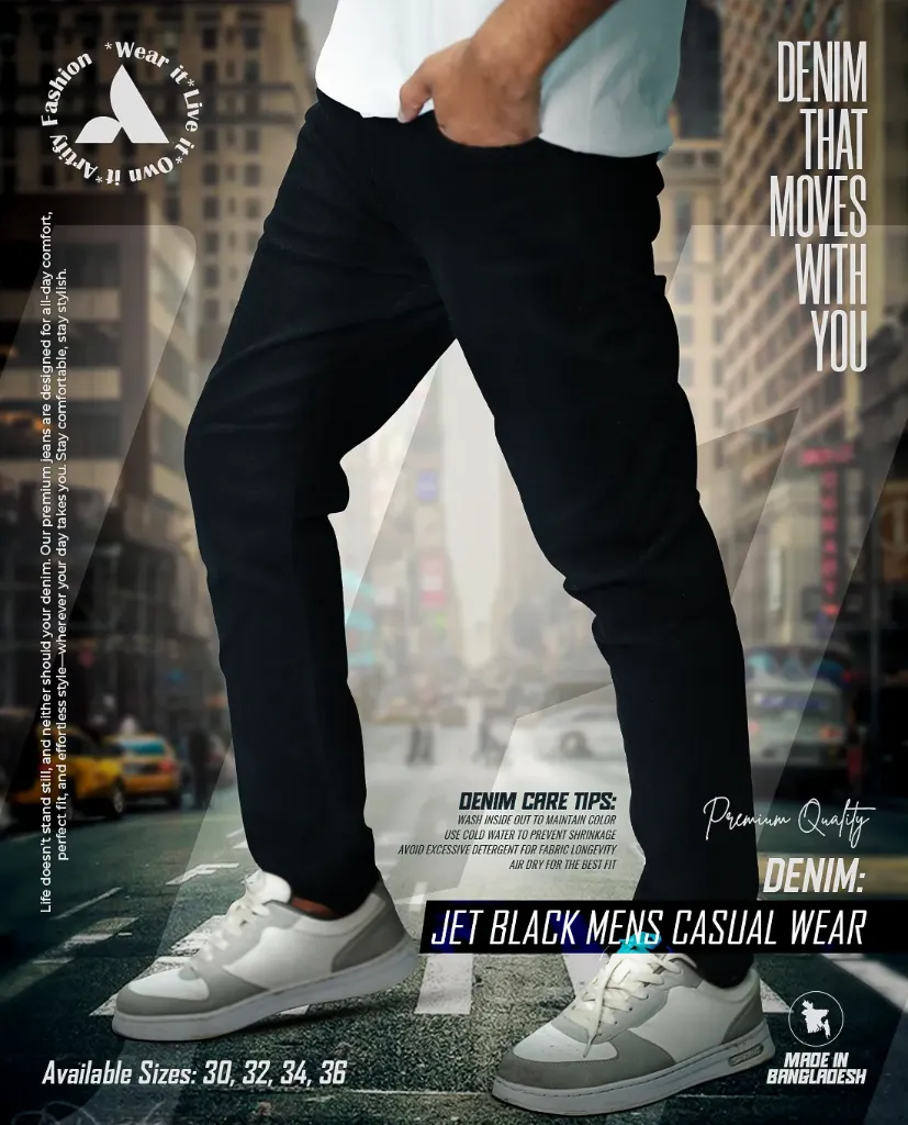 Artify Fashion Men's Denim Jeans-Jet Black (36)